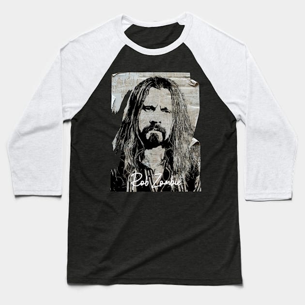 Rob Zombie 80s Vintage Old Poster Baseball T-Shirt by Hand And Finger